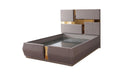 Galaxy Home Lorenzo Gold Detailed Tufted Upholstery King Bed in Grey - Vida Furniture (Laredo,TX)