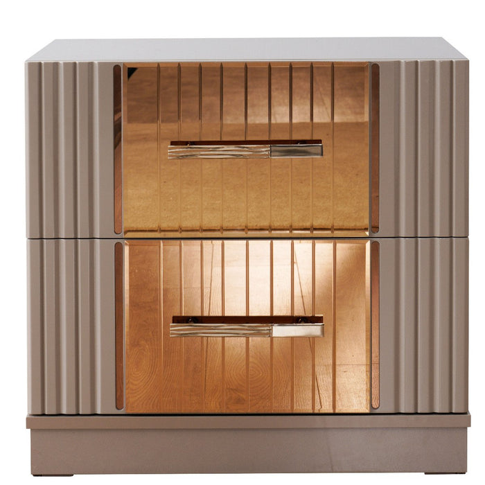 Galaxy Home Lorenzo Gold Detailed Nightstand - Vida Furniture (Laredo,TX)