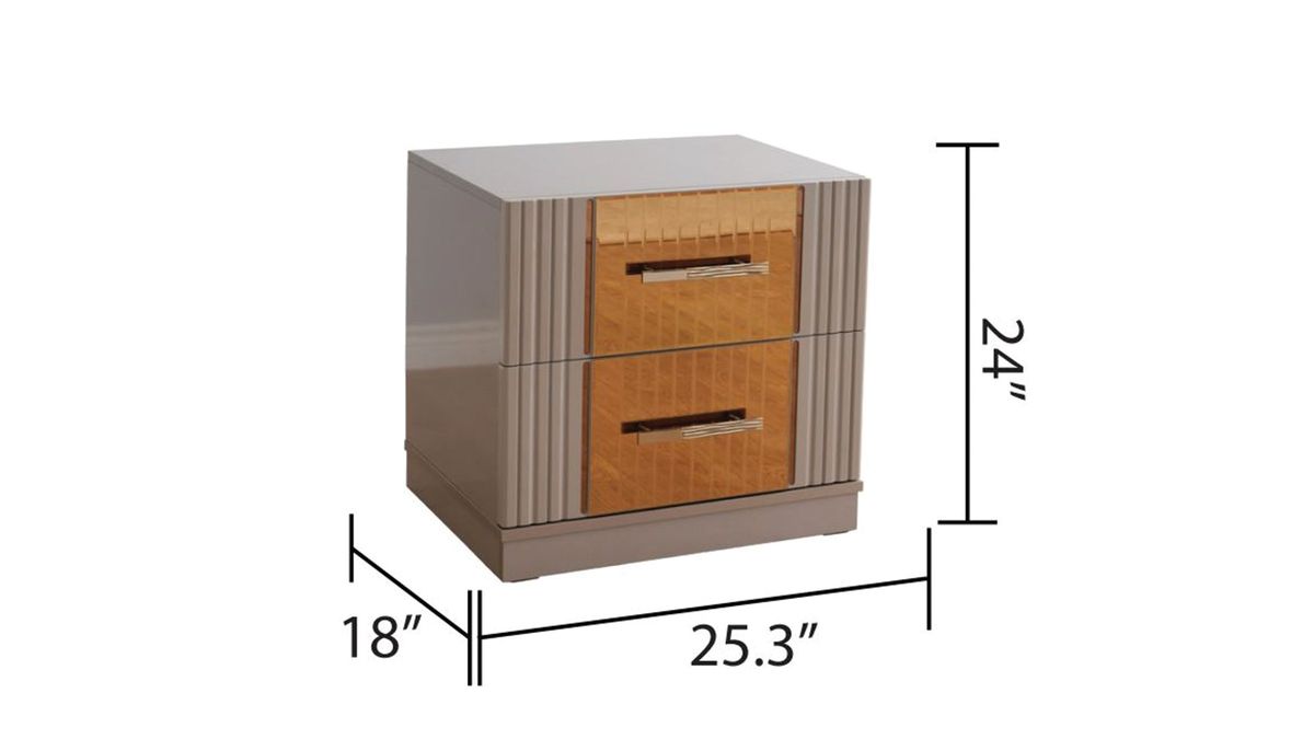 Galaxy Home Lorenzo Gold Detailed Nightstand - Vida Furniture (Laredo,TX)