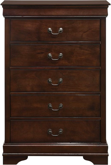 Elements International Louis Philippe Chest in Cherry - Vida Furniture (Laredo,TX)
