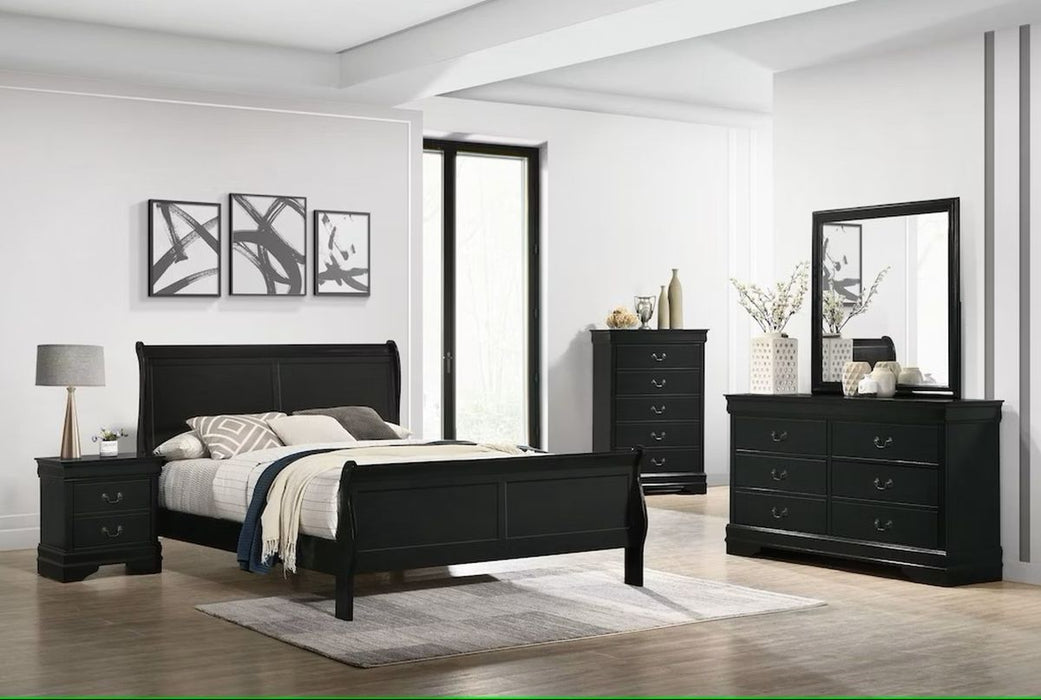 Elements International Louis Philippe Chest in Black - Vida Furniture (Laredo,TX)
