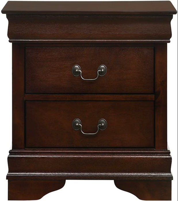 Elements International Louis Philippe Nightstand in Cherry - Vida Furniture (Laredo,TX)