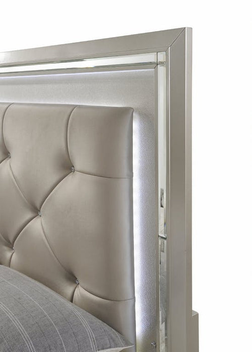 Elements International Platinum Full Platform Bed in Golden Champagne - Vida Furniture (Laredo,TX)
