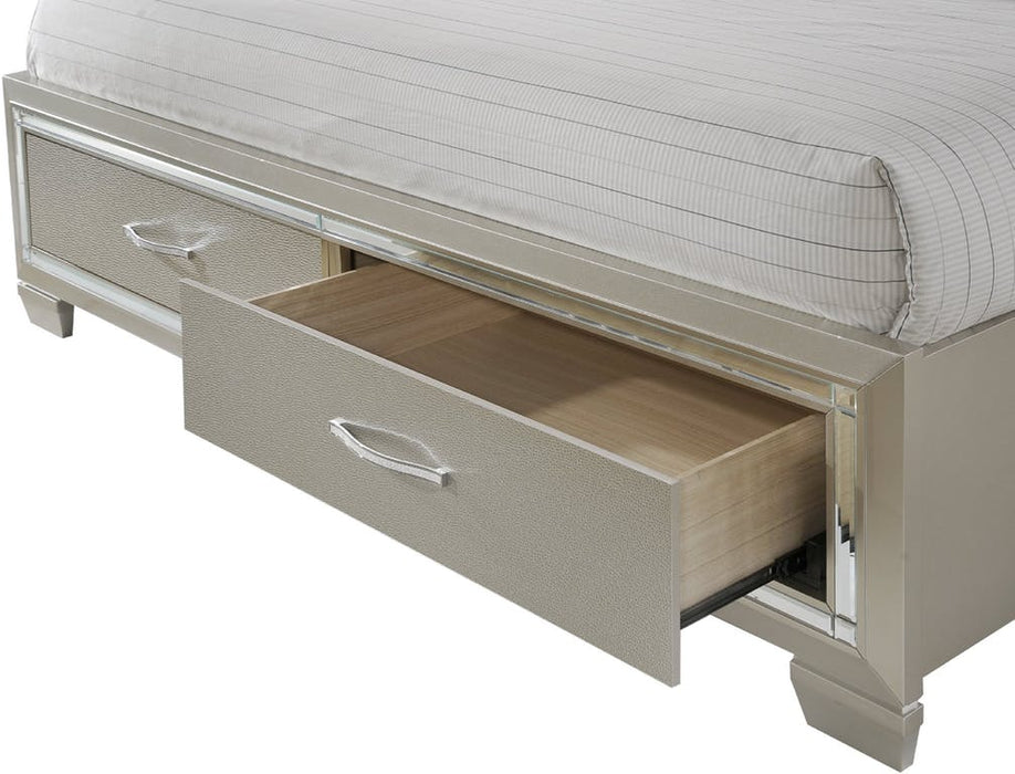 Elements International Platinum King Storage Bed in Golden Champagne - Vida Furniture (Laredo,TX)