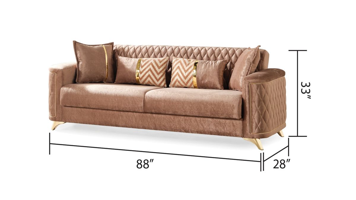 Galaxy Home Luna Sleeper Sofa in Copper - Vida Furniture (Laredo,TX)