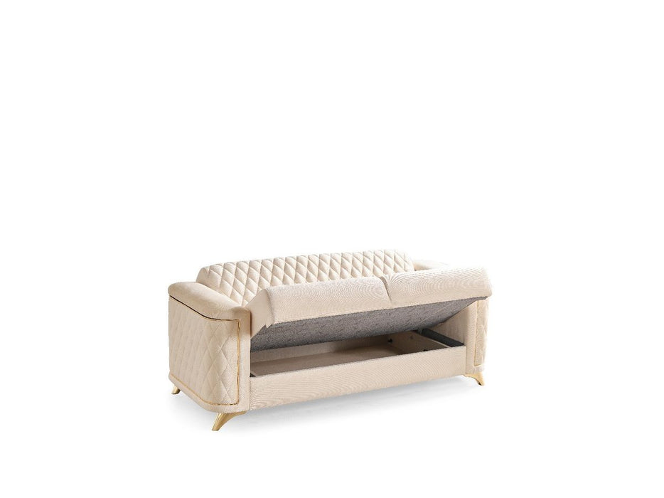 Galaxy Home Luna Loveseat in Ivory - Vida Furniture (Laredo,TX)