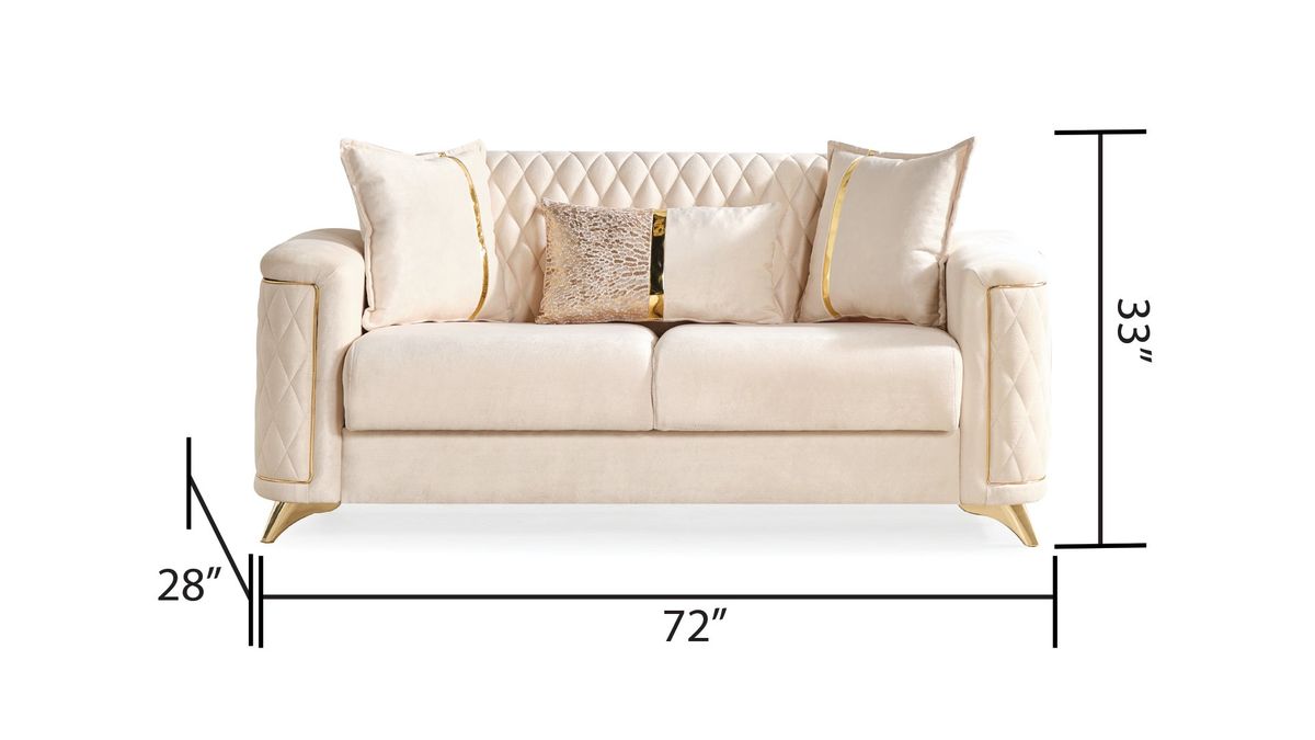 Galaxy Home Luna Loveseat in Ivory - Vida Furniture (Laredo,TX)