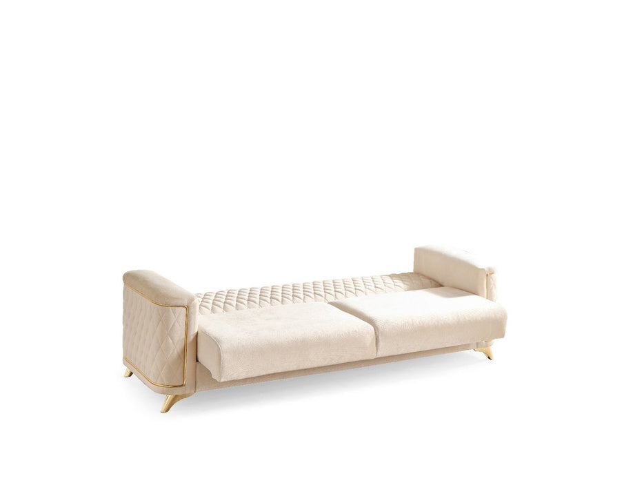 Galaxy Home Luna Sleeper Sofa in Ivory - Vida Furniture (Laredo,TX)