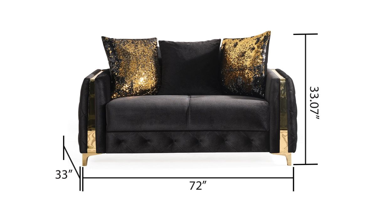 Galaxy Home Lust Loveseat in Black - Vida Furniture (Laredo,TX)