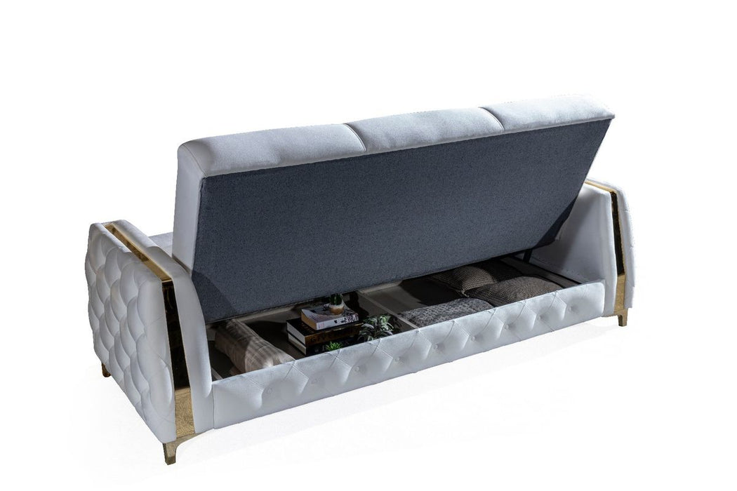 Galaxy Home Lust Sleeper Sofa in Off White - Vida Furniture (Laredo,TX)