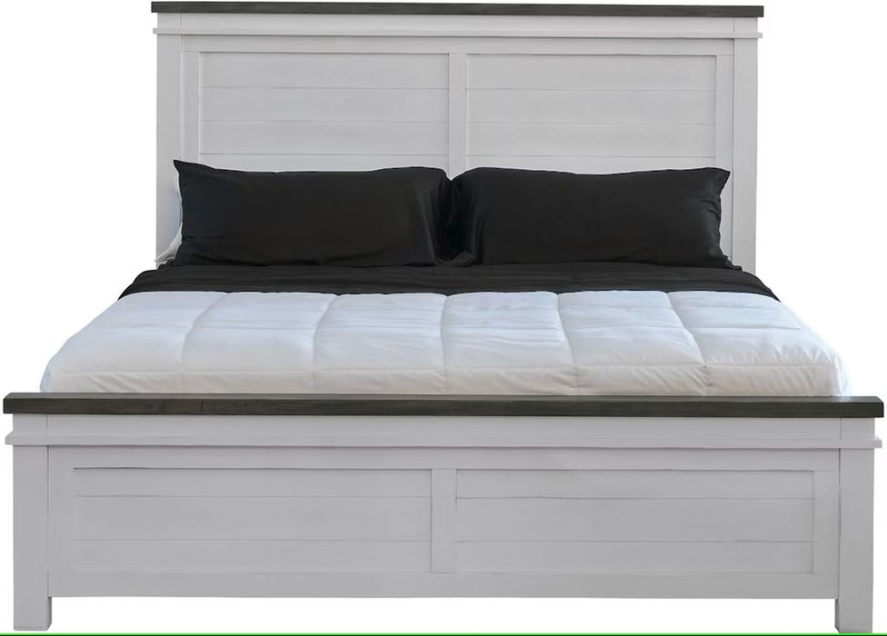 Elements International Madison King Panel Bed in White - Vida Furniture (Laredo,TX)