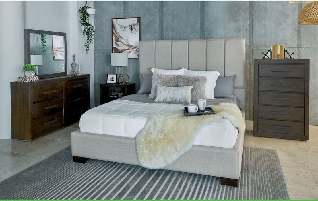 Elements International Magnum Queen Panel Bed in Grey - Vida Furniture (Laredo,TX)