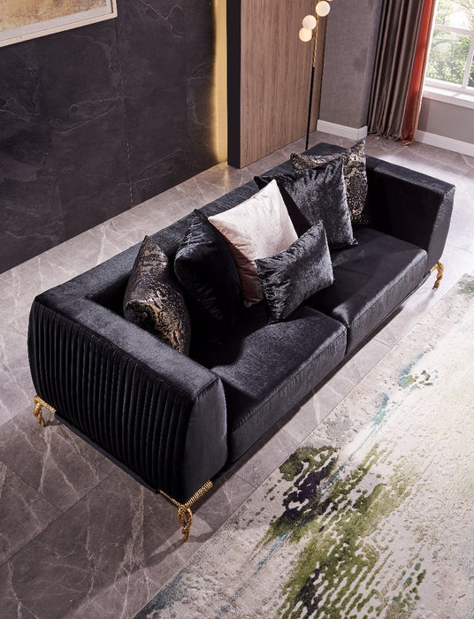 Galaxy Home Majesty Sofa in Black - Vida Furniture (Laredo,TX)