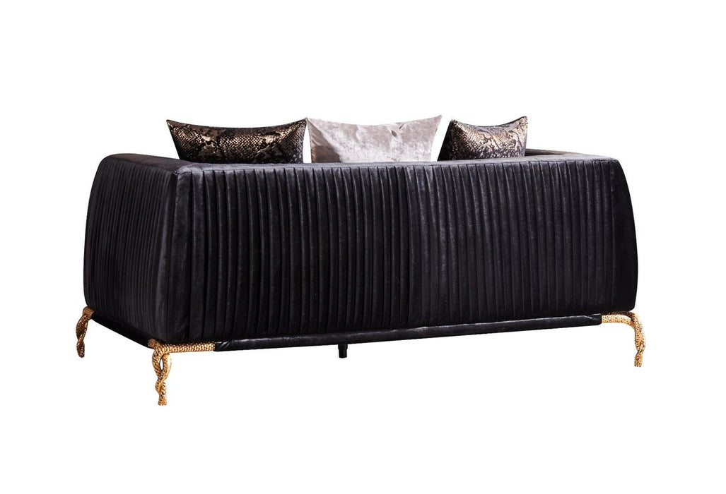 Galaxy Home Majesty Loveseat in Black - Vida Furniture (Laredo,TX)