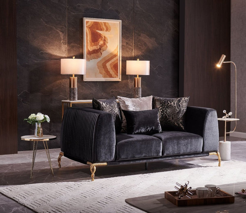 Galaxy Home Majesty Sofa in Black - Vida Furniture (Laredo,TX)