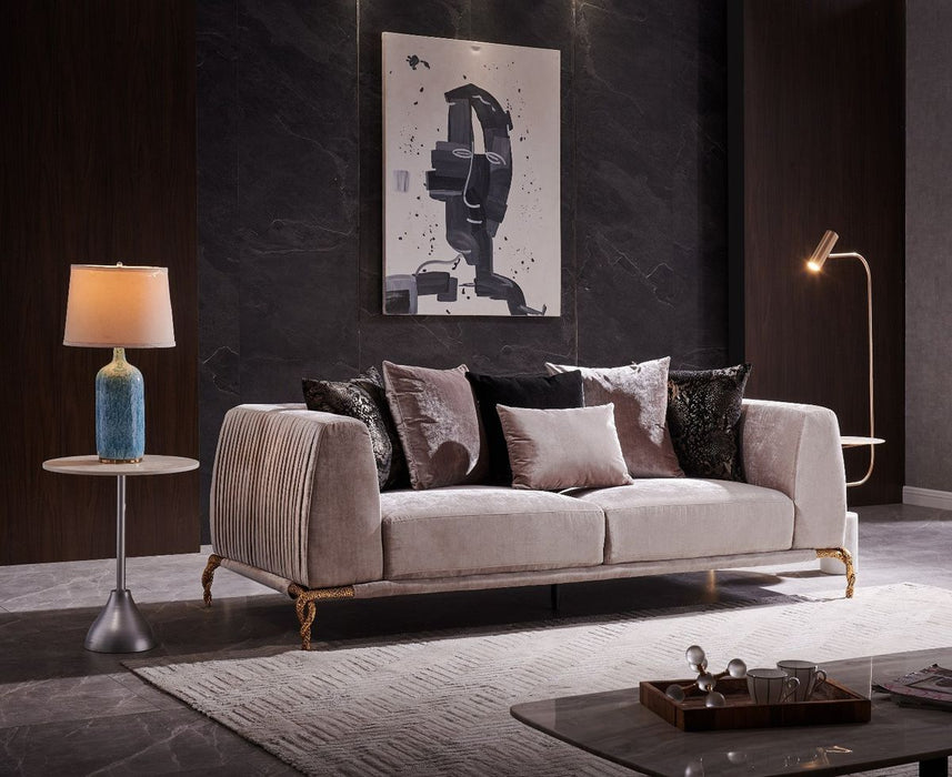 Galaxy Home Majesty Loveseat in Ivory - Vida Furniture (Laredo,TX)