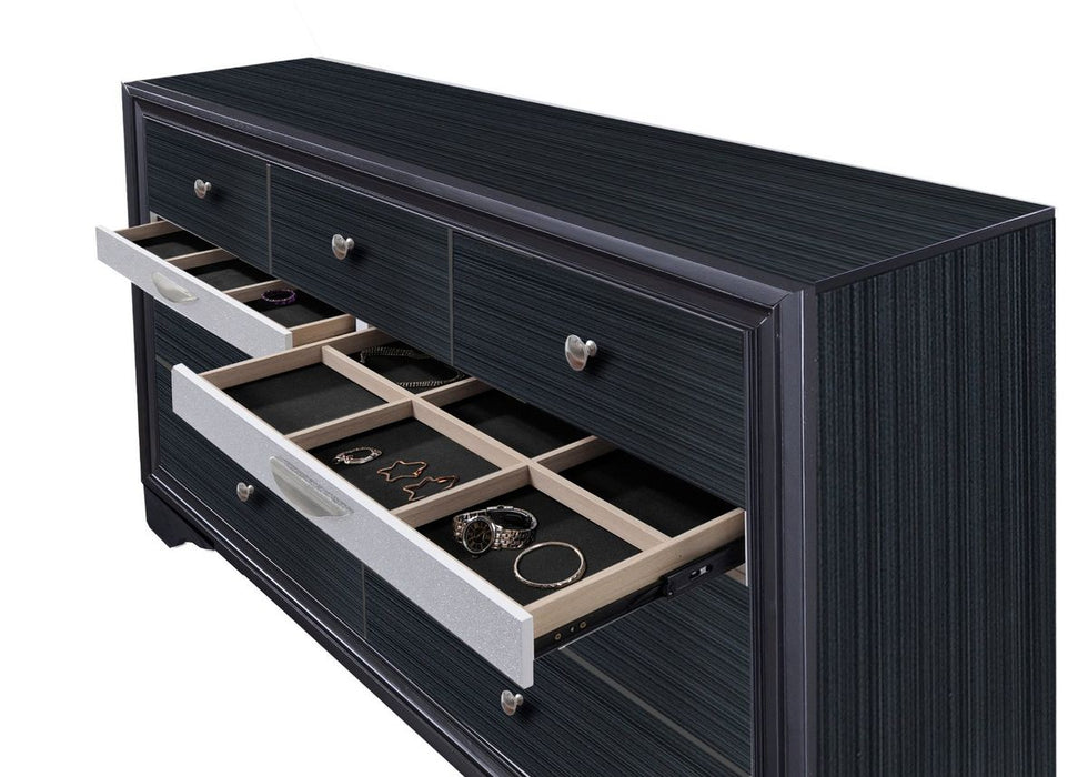Galaxy Home Matrix 7 Drawer Dresser in Black - Vida Furniture (Laredo,TX)