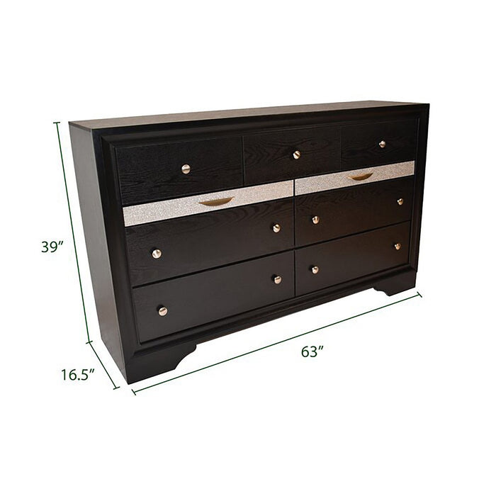 Galaxy Home Matrix 7 Drawer Dresser in Black - Vida Furniture (Laredo,TX)
