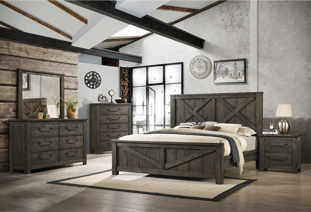 Elements International Maverick 2 Drawer Nightstand in Dark Brown - Vida Furniture (Laredo,TX)