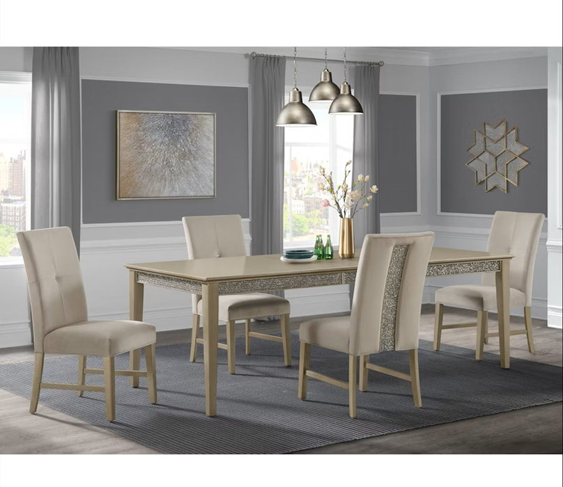 Elements International Maxwell Dining Table in Champange - Vida Furniture (Laredo,TX)