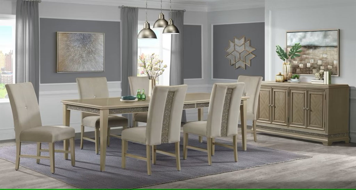 Elements International Maxwell Side Chair (Set of 2) in Champagne - Vida Furniture (Laredo,TX)