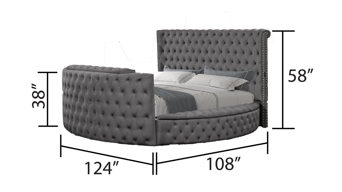 Galaxy Home Maya King Bed in Gray - Vida Furniture (Laredo,TX)