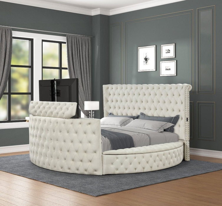 Galaxy Home Maya Queen Bed in Cream - Vida Furniture (Laredo,TX)