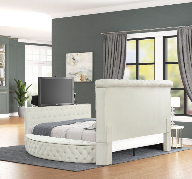 Galaxy Home Maya Queen Bed in Cream - Vida Furniture (Laredo,TX)