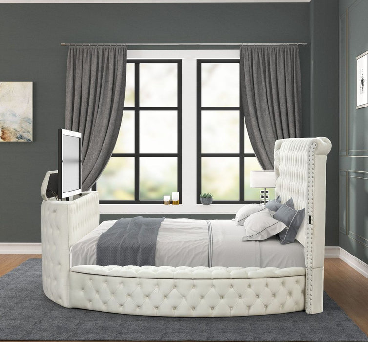 Galaxy Home Maya King Bed in Cream - Vida Furniture (Laredo,TX)