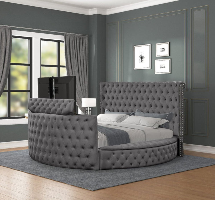 Galaxy Home Maya Queen Bed in Gray - Vida Furniture (Laredo,TX)