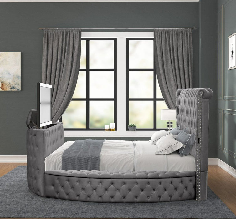 Galaxy Home Maya Queen Bed in Gray - Vida Furniture (Laredo,TX)