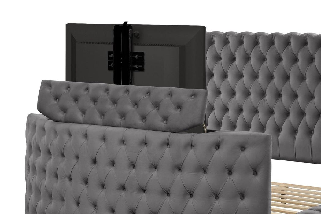 Galaxy Home Maya King Bed in Gray - Vida Furniture (Laredo,TX)