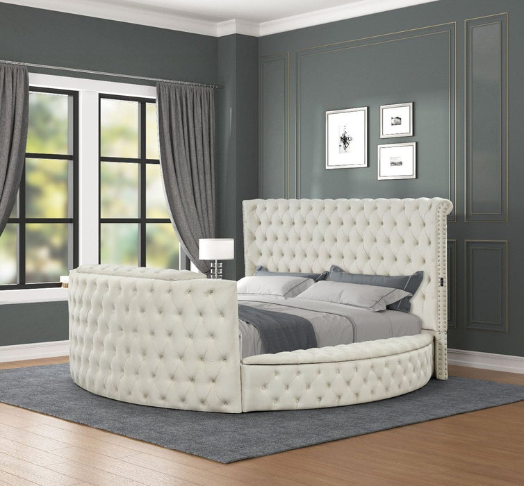 Galaxy Home Maya Queen Bed in Cream - Vida Furniture (Laredo,TX)