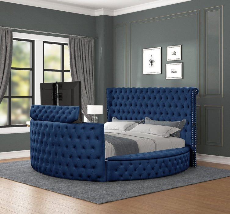 Galaxy Home Maya King Bed in Navy - Vida Furniture (Laredo,TX)
