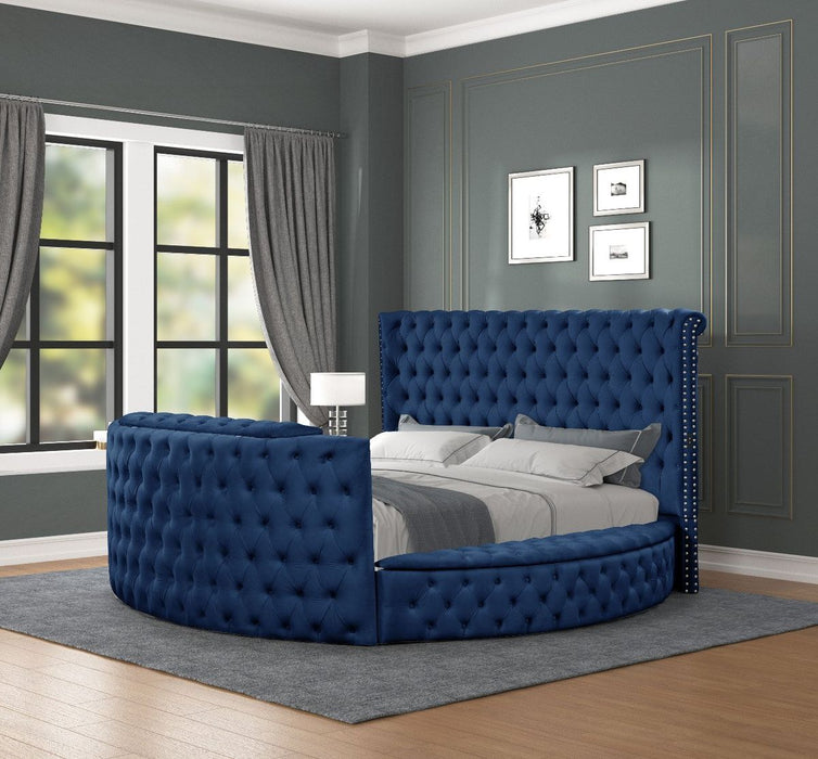 Galaxy Home Maya Queen Bed in Navy - Vida Furniture (Laredo,TX)