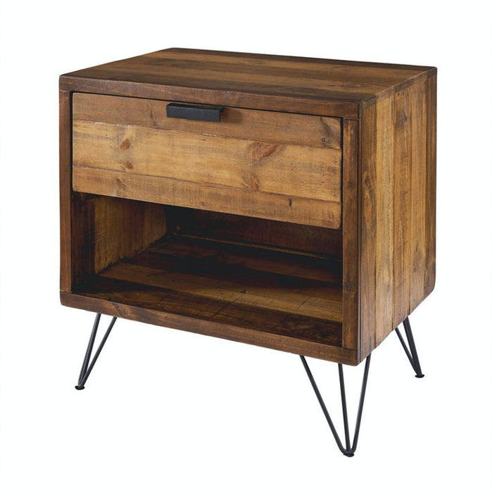 Elements International Cruz 1 Drawer Nightstand in Brown - Vida Furniture (Laredo,TX)