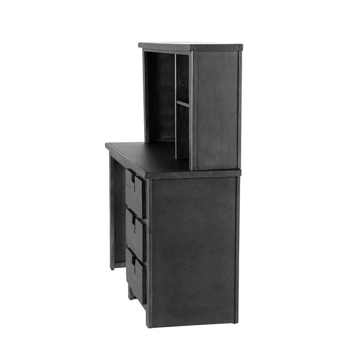 Elements International Vista Computer Desk with Hutch in Grey - Vida Furniture (Laredo,TX)
