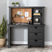 Elements International Vista Computer Desk with Hutch in Grey - Vida Furniture (Laredo,TX)