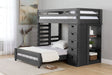 Elements International Vista Twin over Full Basic Loft Bed with Bookcase in Grey - Vida Furniture (Laredo,TX)
