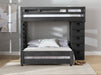 Elements International Vista Twin over Full Basic Loft Bed with Bookcase in Grey - Vida Furniture (Laredo,TX)