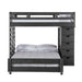 Elements International Vista Twin over Full Basic Loft Bed with Bookcase in Grey - Vida Furniture (Laredo,TX)
