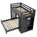 Elements International Vista Twin over Full Basic Loft Bed with Bookcase in Grey - Vida Furniture (Laredo,TX)