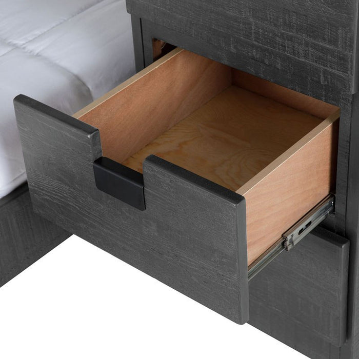 Elements International Vista Twin over Full Basic Loft Bed with Bookcase in Grey - Vida Furniture (Laredo,TX)