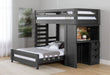 Elements International Vista Twin over Full Basic Loft Bed with Desk in Grey - Vida Furniture (Laredo,TX)