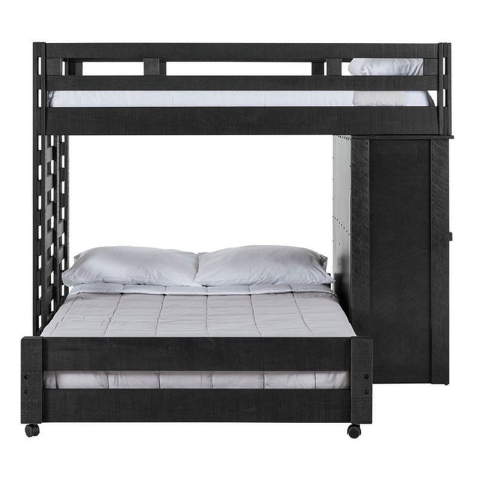 Elements International Vista Twin over Full Basic Loft Bed with Desk in Grey - Vida Furniture (Laredo,TX)