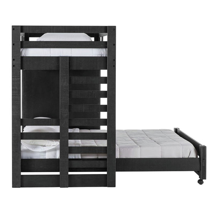 Elements International Vista Twin over Full Basic Loft Bed with Desk in Grey - Vida Furniture (Laredo,TX)