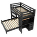 Elements International Vista Twin over Full Basic Loft Bed with Desk in Grey - Vida Furniture (Laredo,TX)