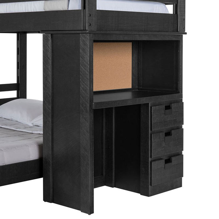 Elements International Vista Twin over Full Basic Loft Bed with Desk in Grey - Vida Furniture (Laredo,TX)