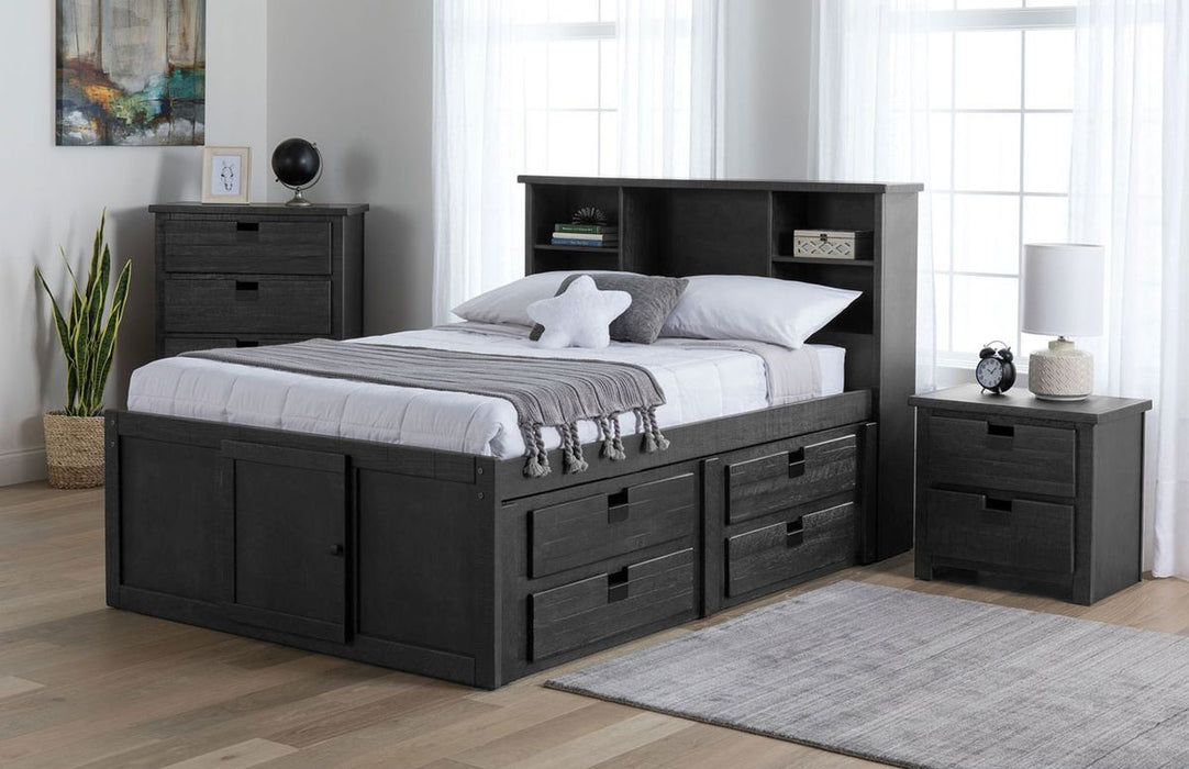 Elements International Vista Captain Bed Full Storage Bed in Grey - Vida Furniture (Laredo,TX)