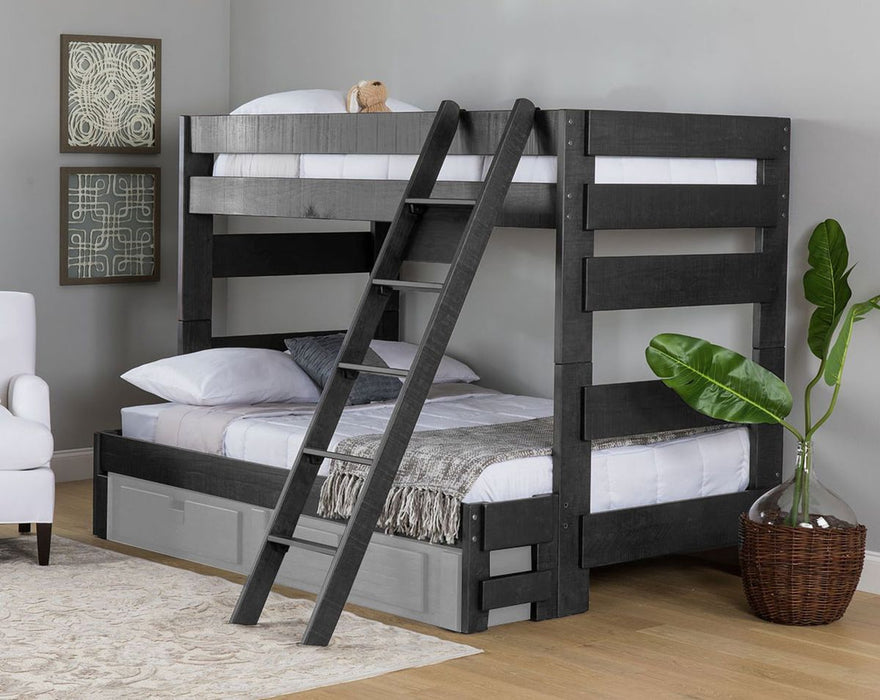 Elements International Vista Twin over Twin Bunk Bed with Ladder in Grey - Vida Furniture (Laredo,TX)